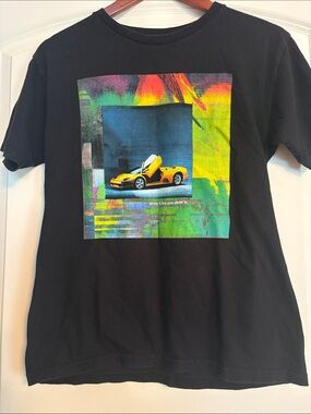 Fashion Nova Black Tee with Yellow Car Graphic